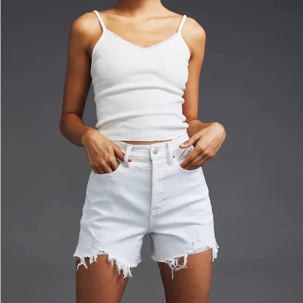 Daze White Denim Shorts
